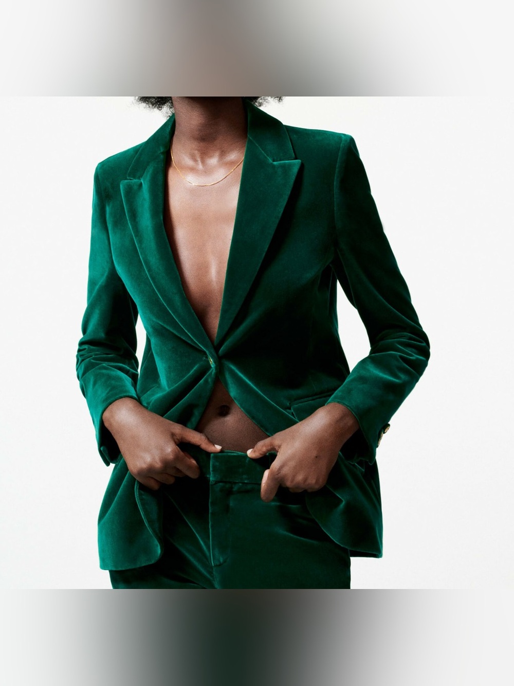 Zara emerald green velvet blazer (size S) and matching trousers (size M) NWT